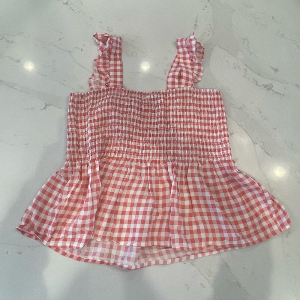 Women’s Light Red & White Gingham Top - Picture 9 of 12